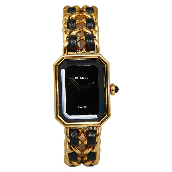 シャネル プルミエール 腕時計 #M H0001 クオーツ ブラック文字盤 メッキ レディース CHANEL 【中古】