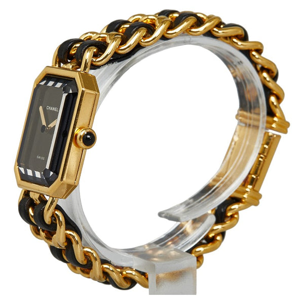 シャネル プルミエール 腕時計 #M H0001 クオーツ ブラック文字盤 メッキ レディース CHANEL 【中古】