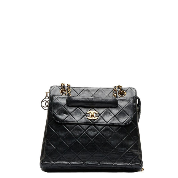 シャネル マトラッセ ココマーク ゴールド金具 チェーン ショルダーバッグ トートバッグ ブラック ラムスキン レディース CHANEL 【中古】