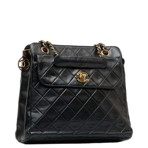 シャネル マトラッセ ココマーク ゴールド金具 チェーン ショルダーバッグ トートバッグ ブラック ラムスキン レディース CHANEL 【中古】