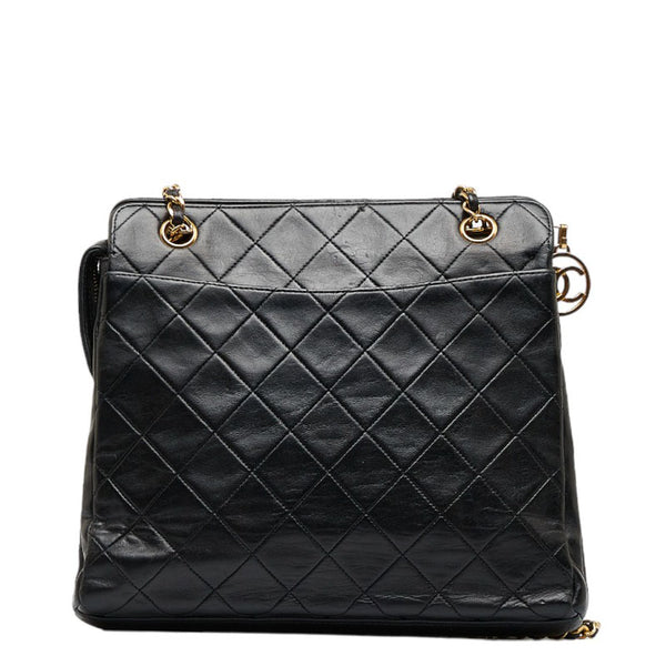 シャネル マトラッセ ココマーク ゴールド金具 チェーン ショルダーバッグ トートバッグ ブラック ラムスキン レディース CHANEL 【中古】