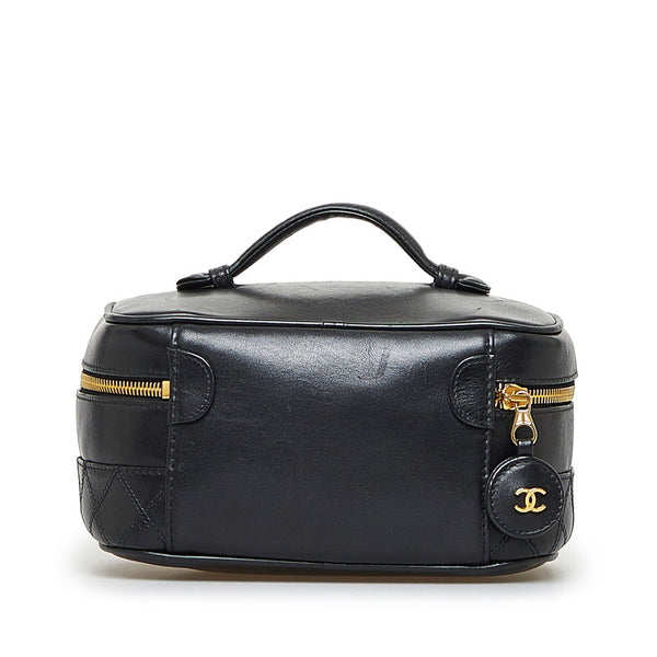 シャネル ビコローレ 横型 バニティバッグ ハンドバッグ ブラック ラムスキン レディース CHANEL 【中古】