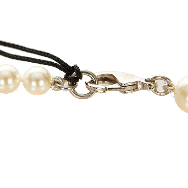 シャネル ホワイト フェイクパール ネックレス レディース CHANEL 【中古】