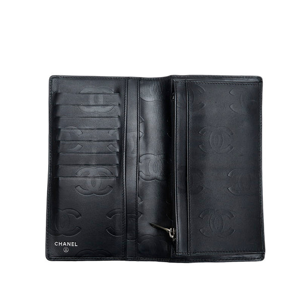 シャネル マトラッセ カンボンライン 長財布 ブラック カーフ エナメル レディース CHANEL 【中古】