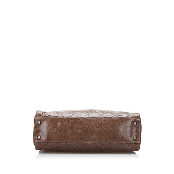 シャネル マトラッセ  ココチャーム チェーン ショルダーバッグ トートバッグ ブラウン キャビアスキン レディース CHANEL 【中古】