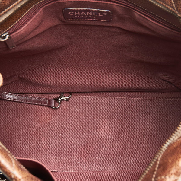シャネル マトラッセ  ココチャーム チェーン ショルダーバッグ トートバッグ ブラウン キャビアスキン レディース CHANEL 【中古】