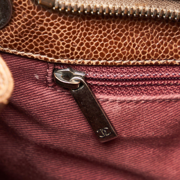 シャネル マトラッセ  ココチャーム チェーン ショルダーバッグ トートバッグ ブラウン キャビアスキン レディース CHANEL 【中古】