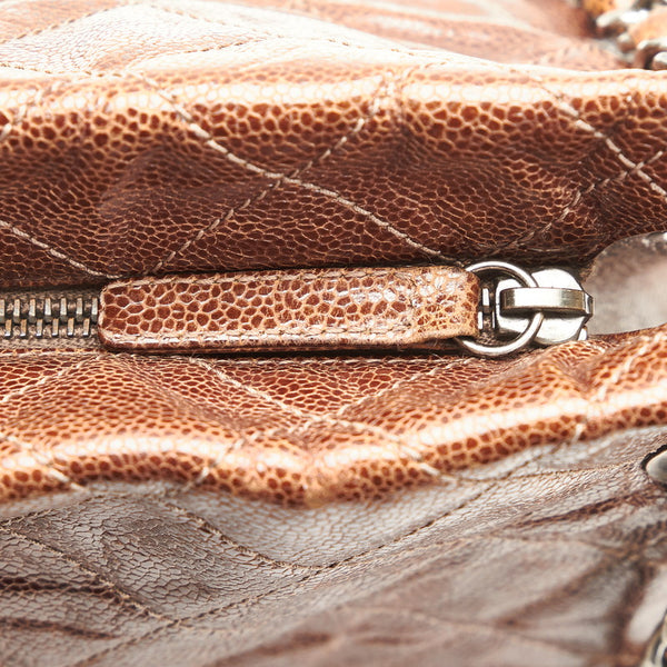 シャネル マトラッセ  ココチャーム チェーン ショルダーバッグ トートバッグ ブラウン キャビアスキン レディース CHANEL 【中古】