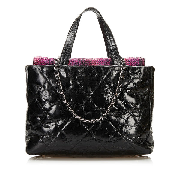 シャネル ポートベロー チェーン ショルダーバッグ トートバッグ 2WAY ブラック レザー ツイード レディース CHANEL 【中古】