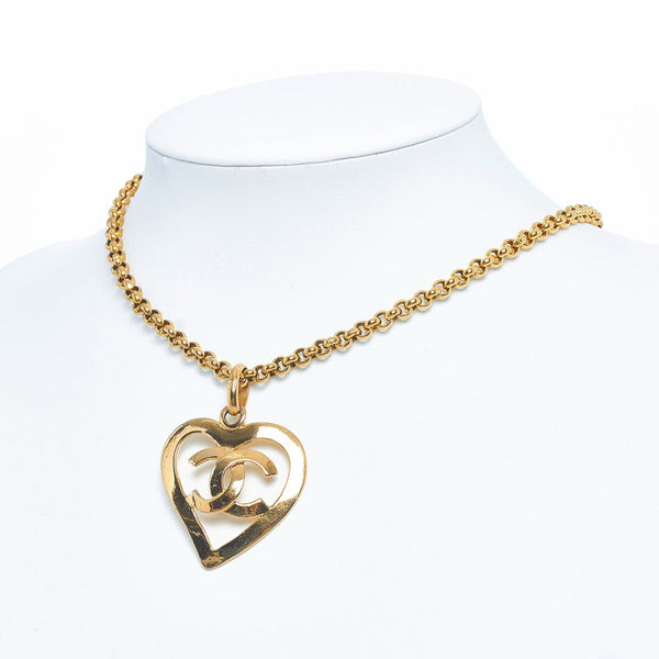 シャネル ハート ココマーク ネックレス 95P ゴールド メッキ レディース CHANEL 【中古】