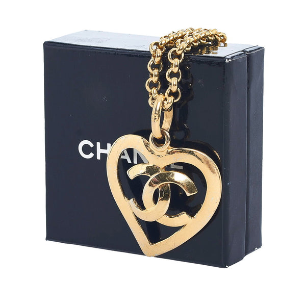 シャネル ハート ココマーク ネックレス 95P ゴールド メッキ レディース CHANEL 【中古】