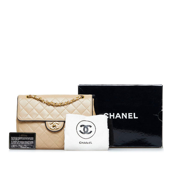 シャネル マトラッセ ココマーク ゴールド金具 チェーンショルダーバッグ ベージュ ラムスキン レディース CHANEL 【中古】