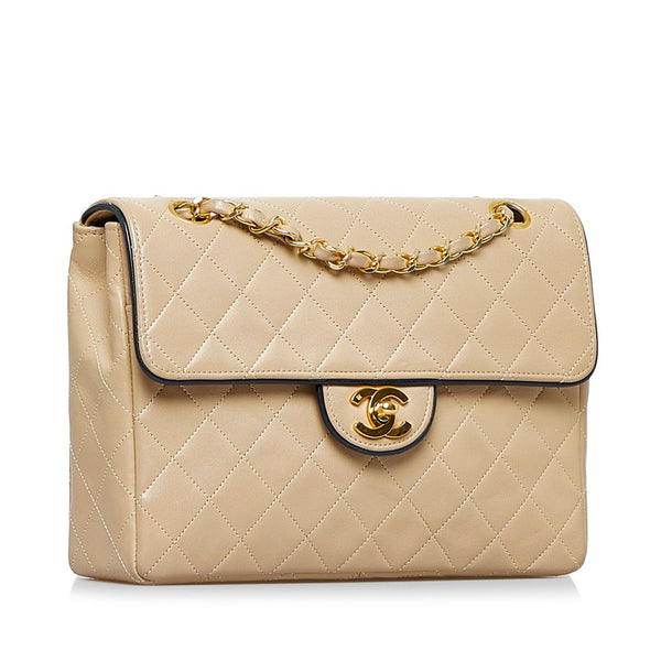 シャネル マトラッセ ココマーク ゴールド金具 チェーンショルダーバッグ ベージュ ラムスキン レディース CHANEL 【中古】