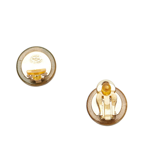 シャネル ブラック クリア ゴールド プラスチック メッキ クローバー イヤリング レディース CHANEL 中古