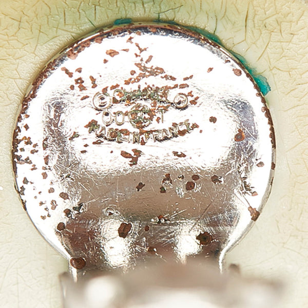 シャネル ホワイト シルバー プラスチック メタル スクエア ココマーク イヤリング レディース CHANEL 【中古】