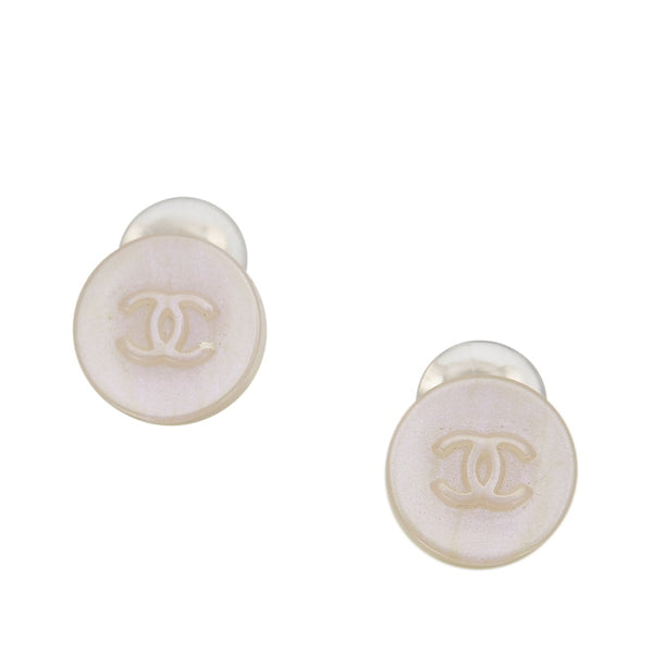 シャネル ホワイト パープル プラスチック メタル ココマーク イヤリング レディース CHANEL 中古