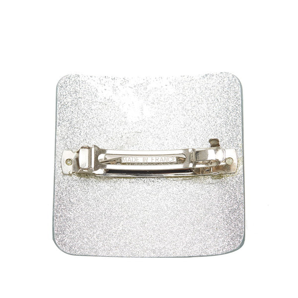 シャネル ブルー シルバー プラスチック ココマーク バレッタ レディース CHANEL 中古