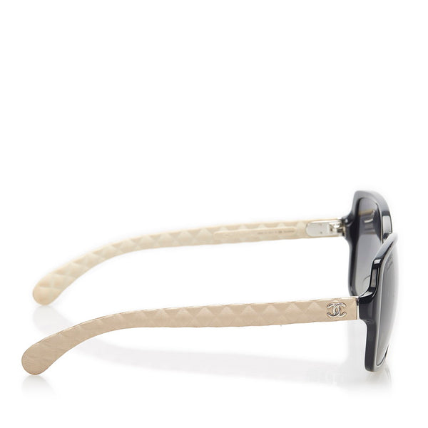 シャネル マトラッセ ココマーク 5289 ブラック ベージュ プラスチック サングラス レディース CHANEL 中古