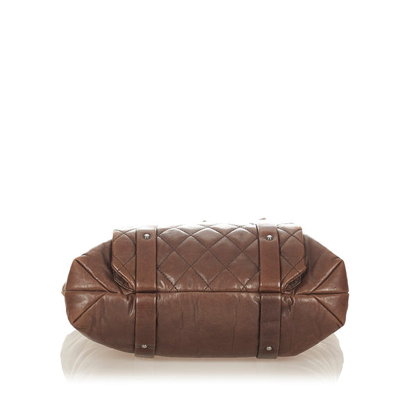 シャネル マトラッセ  ハンドバッグ ブラウン ラムスキン レディース CHANEL 【中古】