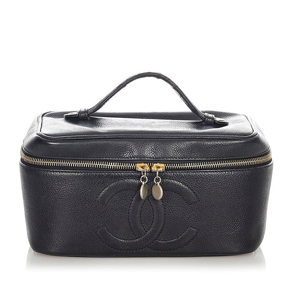 シャネル ブラック キャビアスキン バニティバッグ レディース CHANEL 【中古】