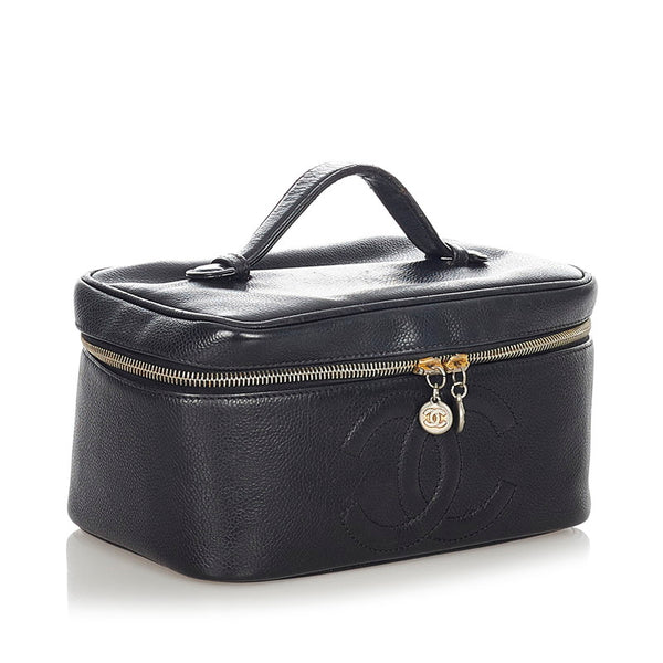 シャネル ブラック キャビアスキン バニティバッグ レディース CHANEL 【中古】
