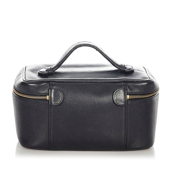 シャネル ブラック キャビアスキン バニティバッグ レディース CHANEL 【中古】