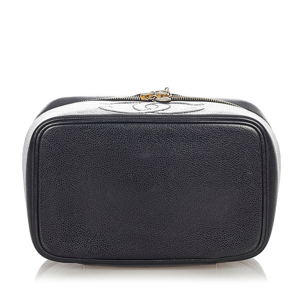シャネル ブラック キャビアスキン バニティバッグ レディース CHANEL 【中古】