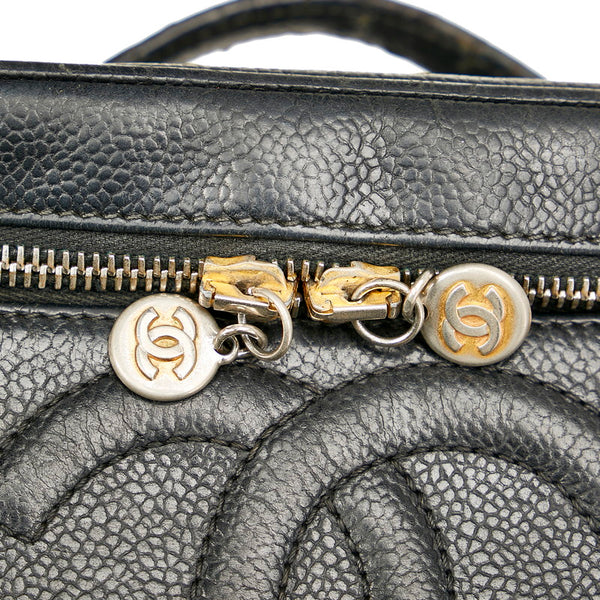 シャネル ブラック キャビアスキン バニティバッグ レディース CHANEL 【中古】