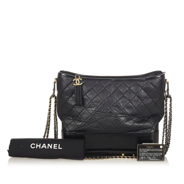 シャネル マトラッセ ガブリエル ホーボー  ブラック レザー チェーン トートバッグ レディース CHANEL 【中古】