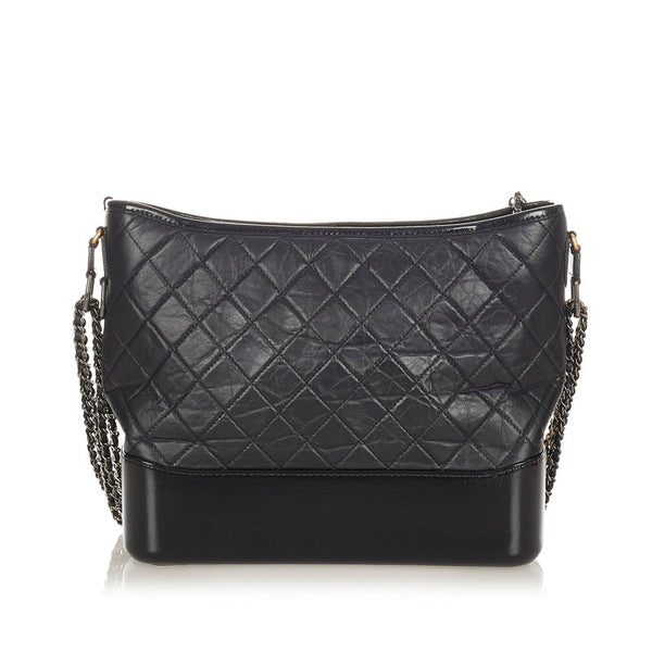 シャネル マトラッセ ガブリエル ホーボー  ブラック レザー チェーン トートバッグ レディース CHANEL 【中古】