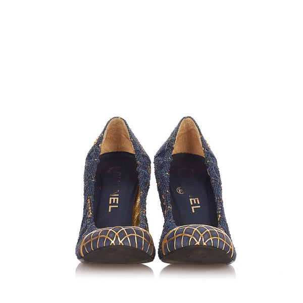 シャネル ブルー パイル パンプス レディース CHANEL 【中古】