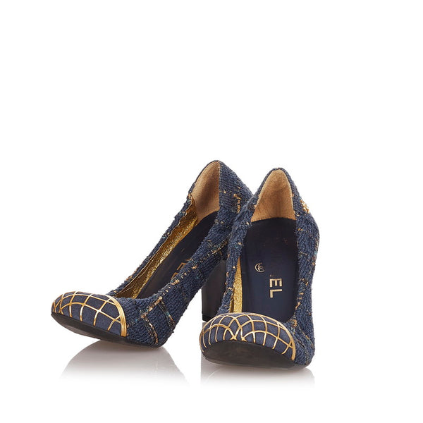 シャネル ブルー パイル パンプス レディース CHANEL 【中古】