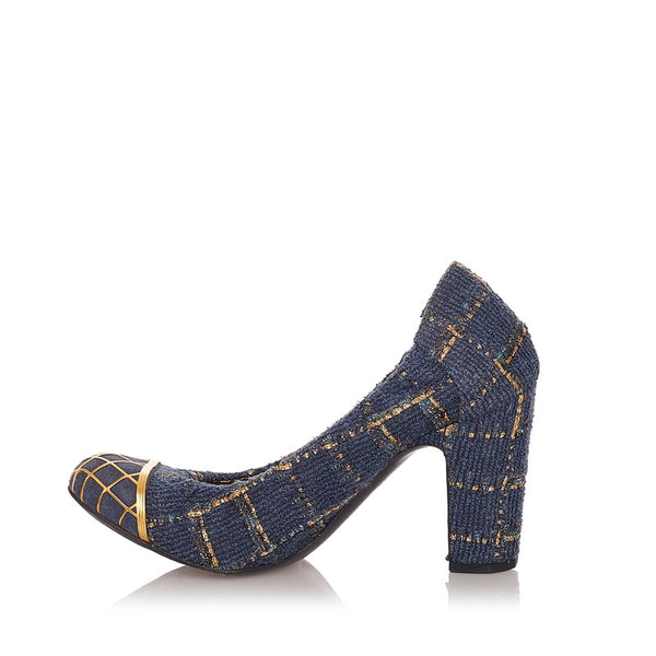 シャネル ブルー パイル パンプス レディース CHANEL 【中古】