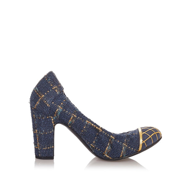 シャネル ブルー パイル パンプス レディース CHANEL 【中古】