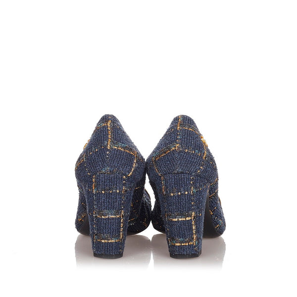 シャネル ブルー パイル パンプス レディース CHANEL 【中古】