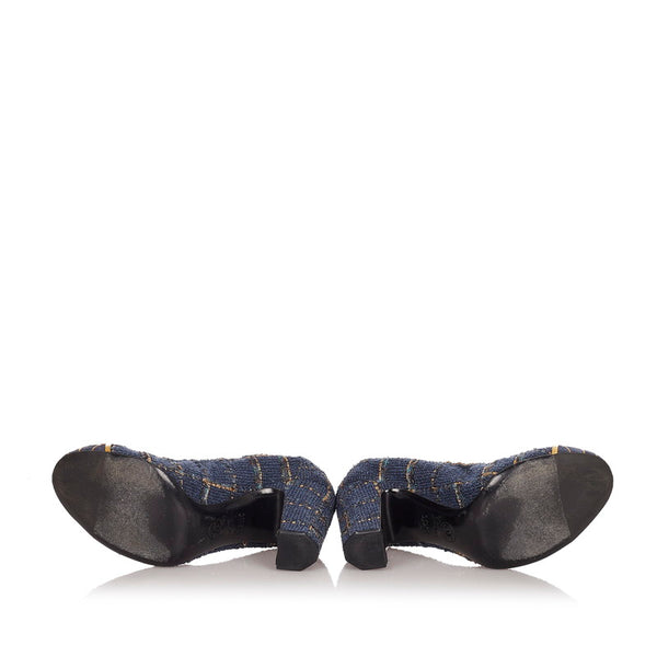 シャネル ブルー パイル パンプス レディース CHANEL 【中古】