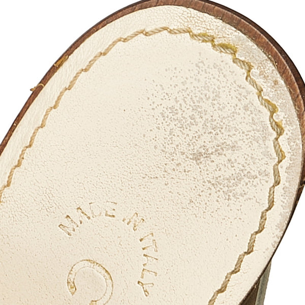 シャネル ホワイト レザー ウッド サンダル レディース CHANEL 【中古】