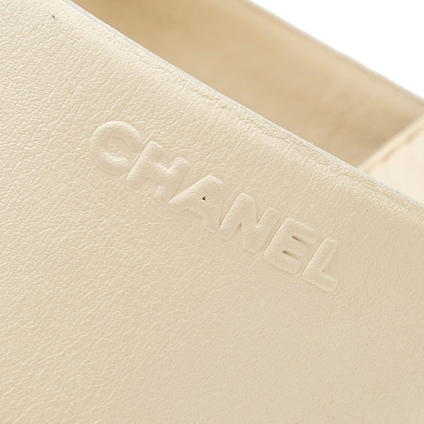 シャネル ホワイト レザー ウッド サンダル レディース CHANEL 【中古】