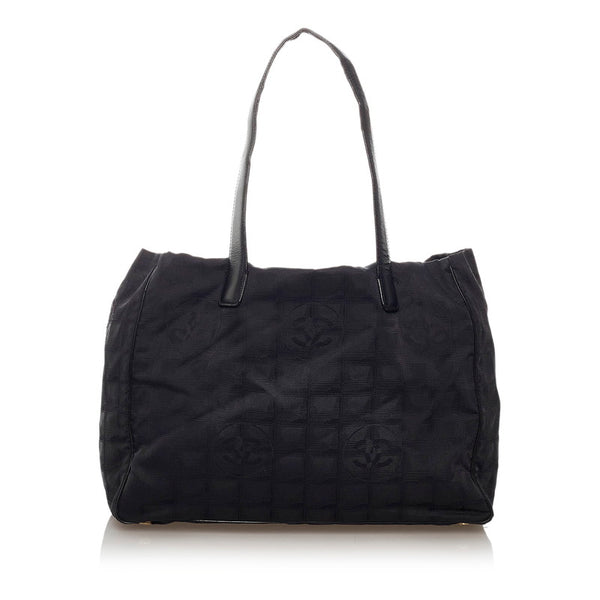シャネル ニュートラベルライン ブラック ナイロン レザー トートバッグ レディース CHANEL 【中古】