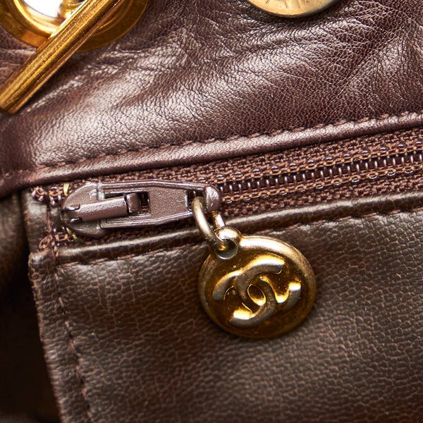 シャネル ブラウン スウェード レザー チェーン ショルダーバッグ レディース CHANEL 【中古】