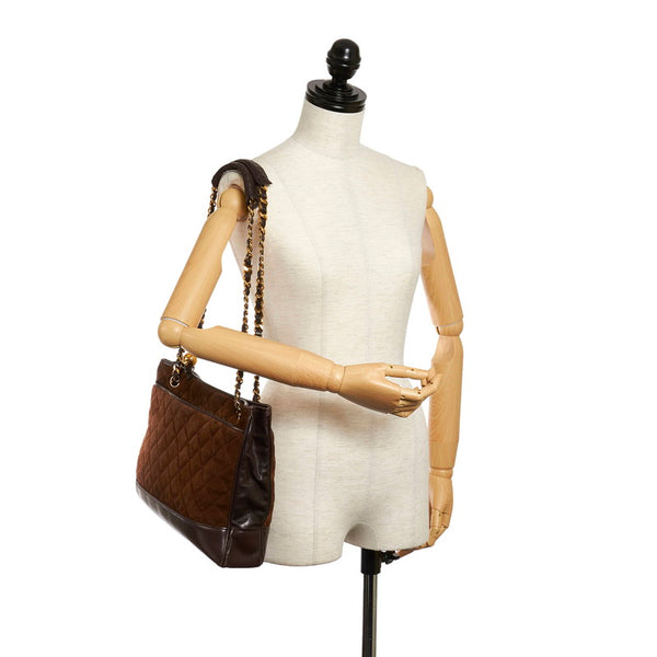 シャネル ブラウン スウェード レザー チェーン ショルダーバッグ レディース CHANEL 【中古】