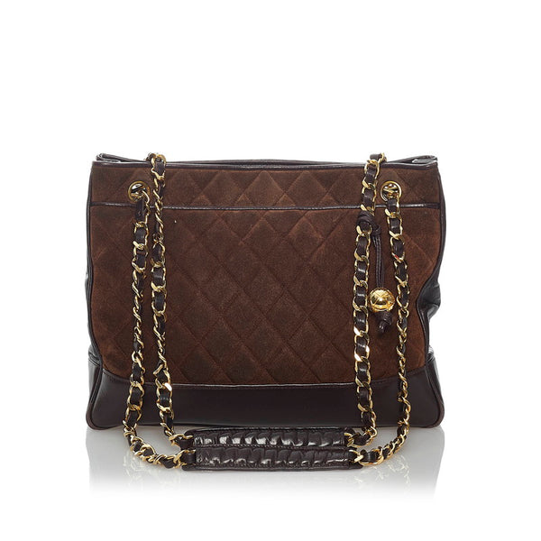 シャネル ブラウン スウェード レザー チェーン ショルダーバッグ レディース CHANEL 【中古】
