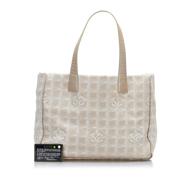 シャネル ニュートラベルライン ハンドバッグ トートバッグ ベージュ ナイロン レザー レディース CHANEL 【中古】