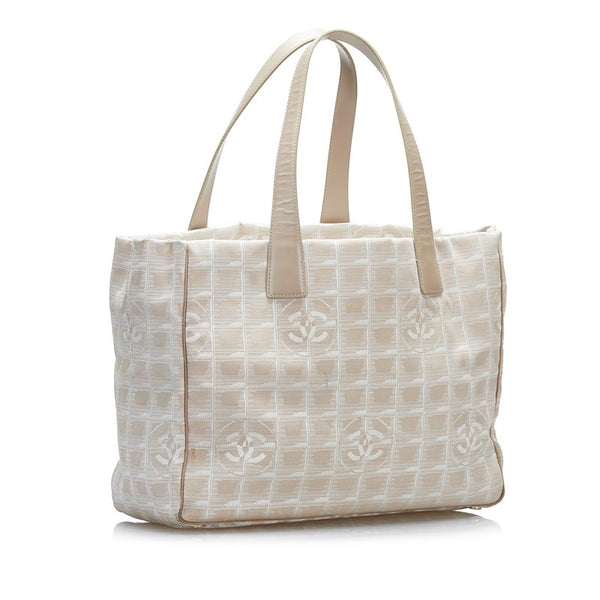 シャネル ニュートラベルライン ハンドバッグ トートバッグ ベージュ ナイロン レザー レディース CHANEL 【中古】