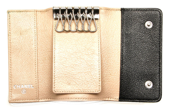 シャネル ビコローレ ブラック レザー キーケース レディース CHANEL 中古