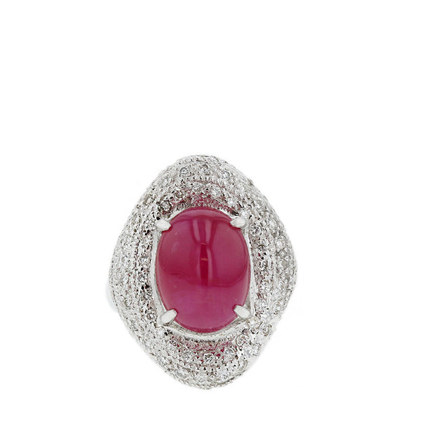 750 ルビー6.90ct ダイヤ0.76ct K18 ルビー リング 10g リング 指輪 レディース 10号 【中古】