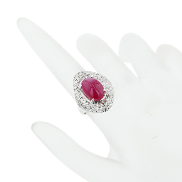 750 ルビー6.90ct ダイヤ0.76ct K18 ルビー リング 10g リング 指輪 レディース 10号 【中古】
