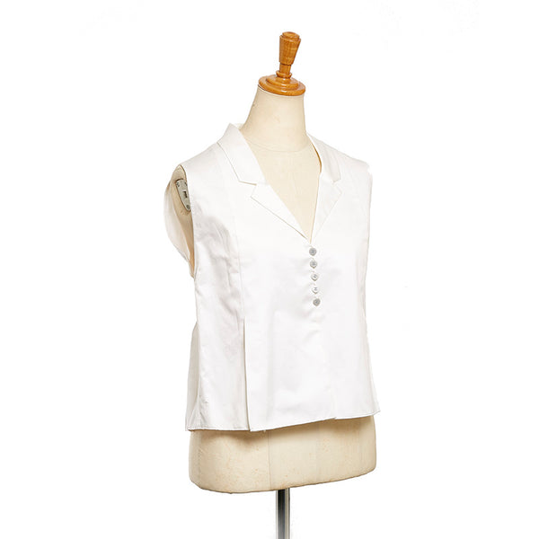 シャネル ベスト ホワイト コットン レディース CHANEL 【中古】