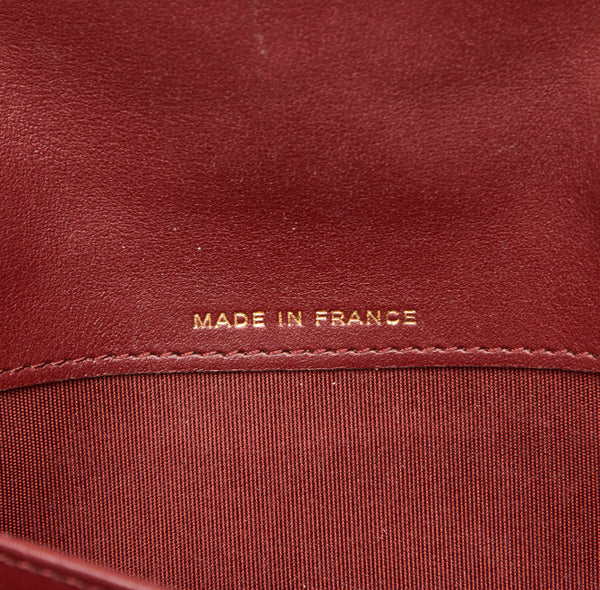 シャネル ボーイシャネル レッドブラウン キャビアスキン 長財布 レディース CHANEL 中古