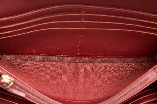 シャネル ボーイシャネル レッドブラウン キャビアスキン 長財布 レディース CHANEL 中古